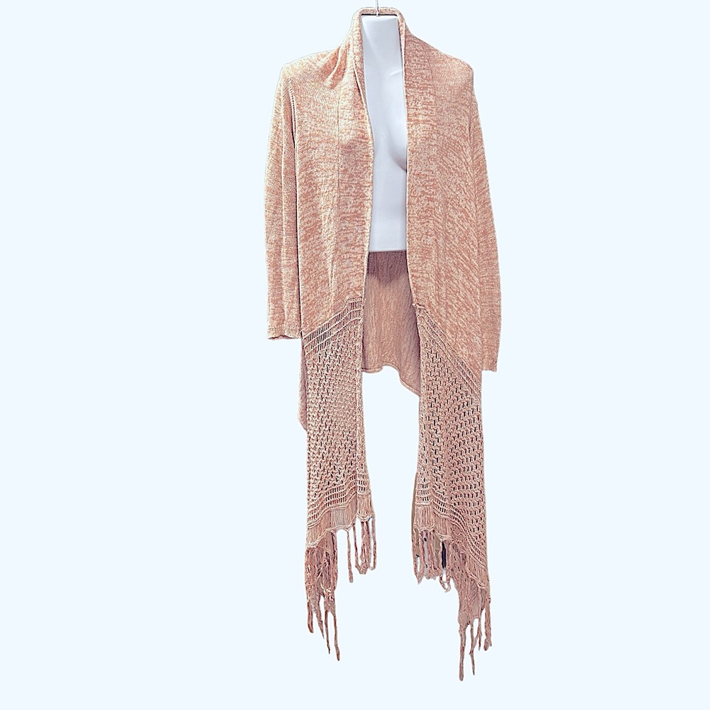 Lulu Long Bohemian Hi-Low Sweater Cardigan Size: Large